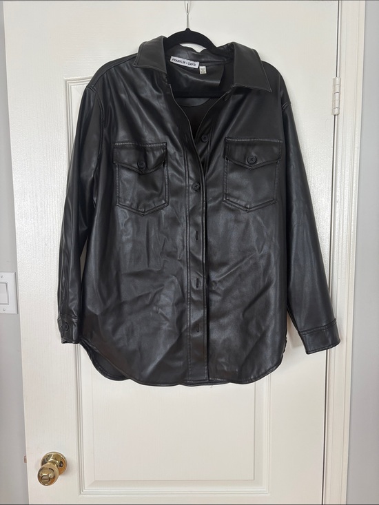 Frank & Eileen Tops - Frank & Eileen Black Faux Leather Shirt Jacket